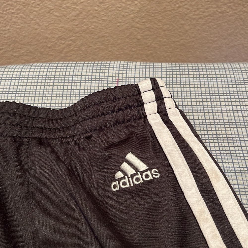 Adidas Boys Shorts Size 2T Black White Stripe Aqua Blue - Picture 2 of 8